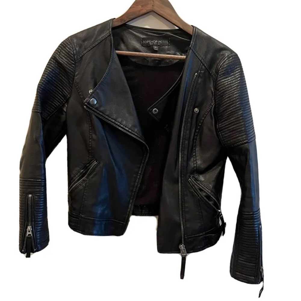 Topshop Faux Leather Jacket - Petite - Size 4
